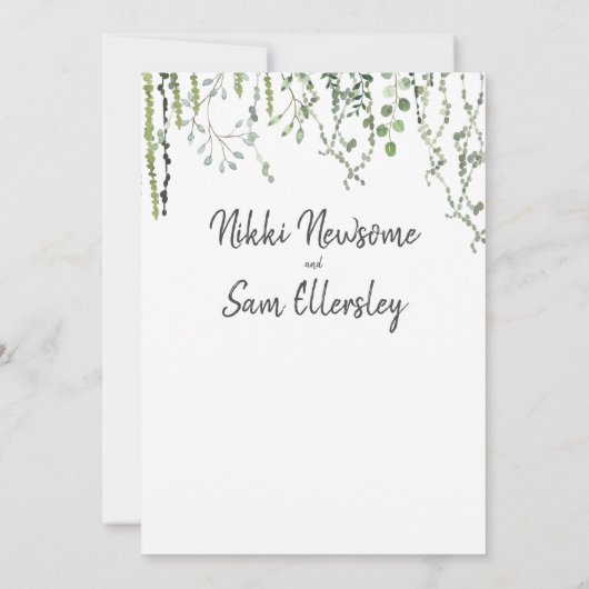 甘緑のつる植物 招待状 (裏面)