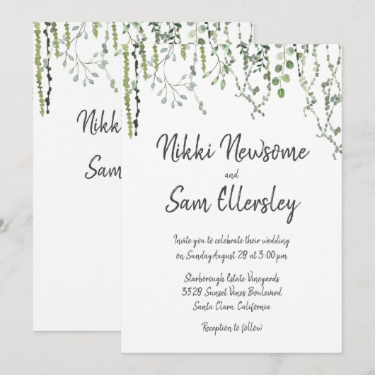 甘緑のつる植物 招待状 (正面/裏面)