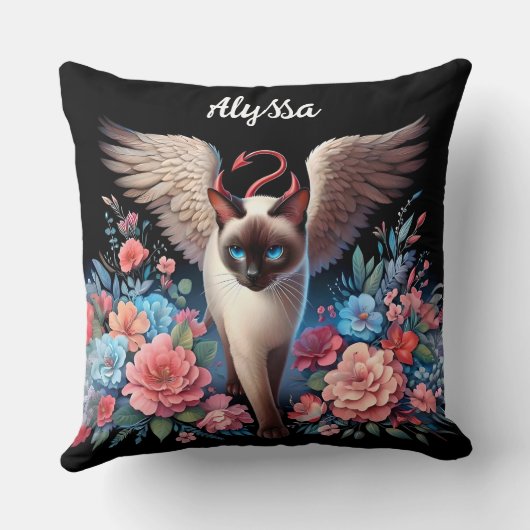 甘美なシャムの悪魔と天使の猫 クッション (裏面)