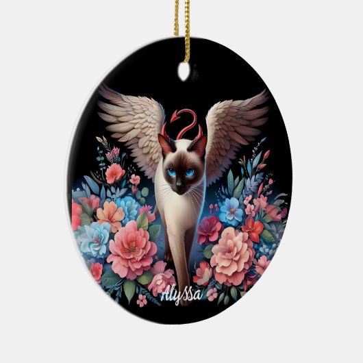 甘美なシャムの悪魔と天使の猫 セラミックオーナメント (右)