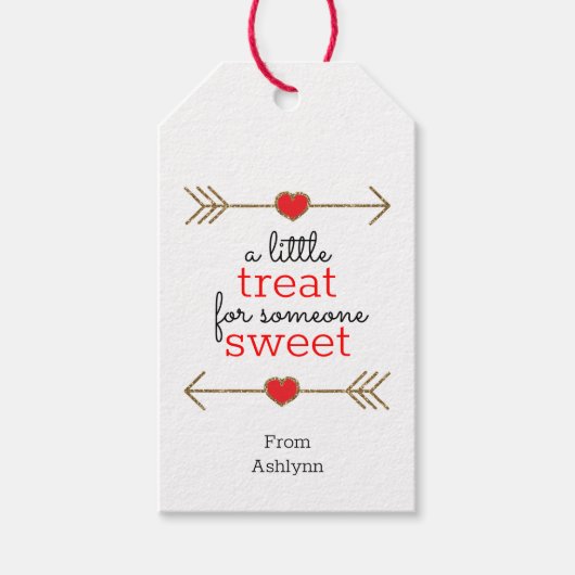 甘美なバレンタインデーに対する小さなお菓子 ギフトタグ (正面)
