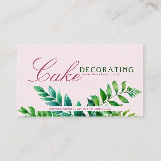 甘美なピンクのブルーベリーケーキの名刺 名刺 (裏面)