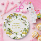 甘美なレモンと緑モノグラムの ペーパープレート (パーティー)