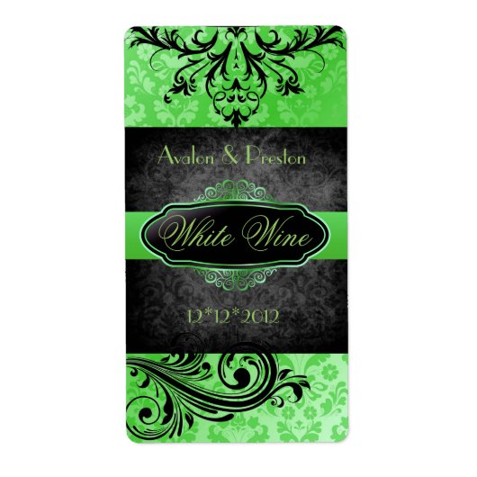 甘美なヴィンテージグリーン結婚スクロールのワインラベル ラベル (正面)