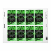 甘美なヴィンテージグリーン結婚スクロールのワインラベル ラベル (フルシート)