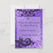 甘美なヴィンテージ紫色スクロールRsvpの招待状 出欠カード (裏面)