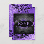 甘美なヴィンテージ紫色スクロールRsvpの招待状 出欠カード (正面/裏面)