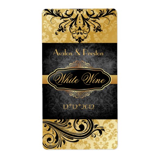 甘美なヴィンテージ金ゴールドス結婚クロールのワインラベル ラベル (正面)