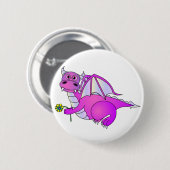 甘美な夢-花が付いているかわいい紫色のドラゴン 缶バッジ (正面&裏面)