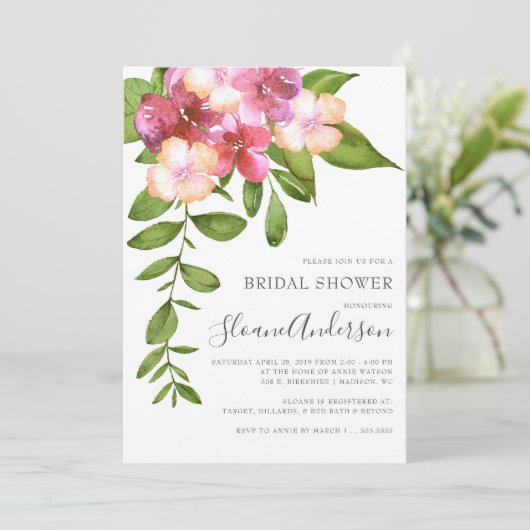 甘美な葉のハワイアンのブライダルシャワー 招待状 (スタンド正面)