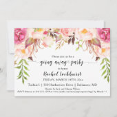 甘美な赤面ピンクの花行遠くにパーティー 招待状 (正面)