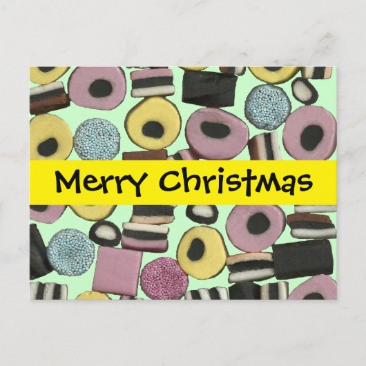 甘草の品揃え – クリスマスポストカード (正面)