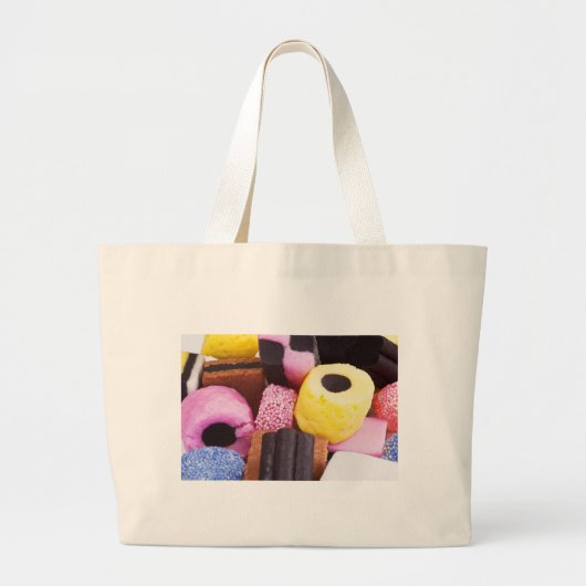 甘草の有名な菓子 ラージトートバッグ (正面)