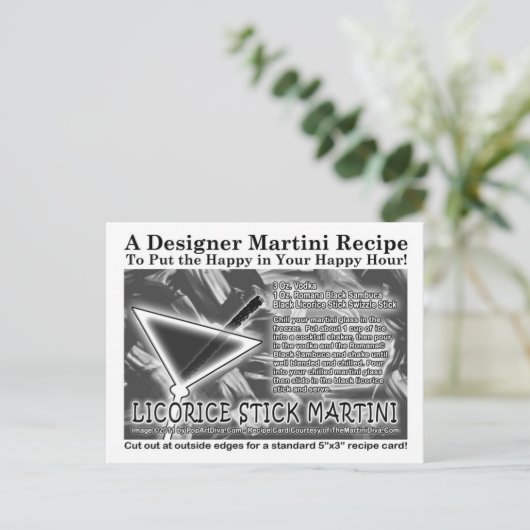 甘草スティックキャンディマルティーニレシピカード葉書 ポストカード (スタンド正面)