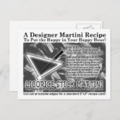 甘草スティックキャンディマルティーニレシピカード葉書 ポストカード (正面/裏面)