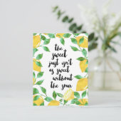 甘酸っぱいレモン引用文はがき ポストカード (スタンド正面)