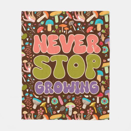 生えストップないキノコ フリースブランケット (正面)