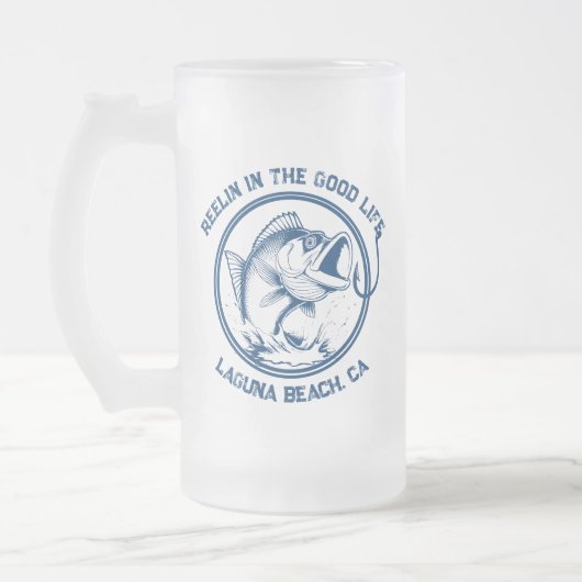 生おもしろい活の魚の皮 フロストグラスビールジョッキ (左)