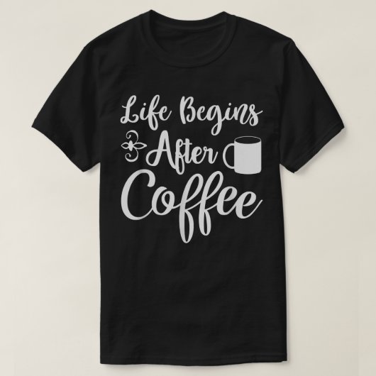 生おもしろい活はコーヒー朝のコーヒーラットの後に始まる Tシャツ (デザイン正面)