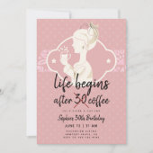 生おもしろい活はコーヒー30歳の誕生日パーティーから 招待状 (正面)