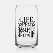 生おもしろい活はビール救済ワードアート ガラス缶 (正面)