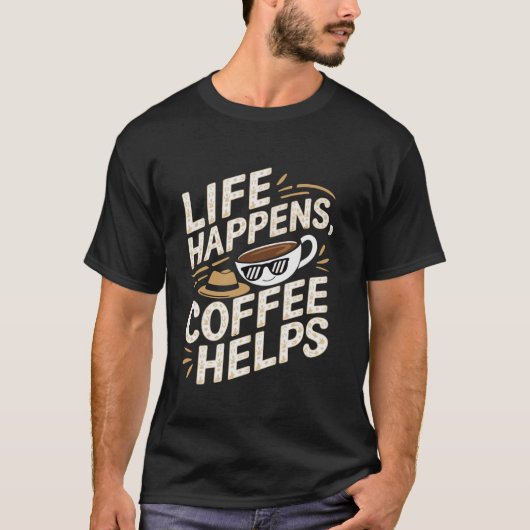 生おもしろい活コーヒ救済ースローガン Tシャツ (正面)