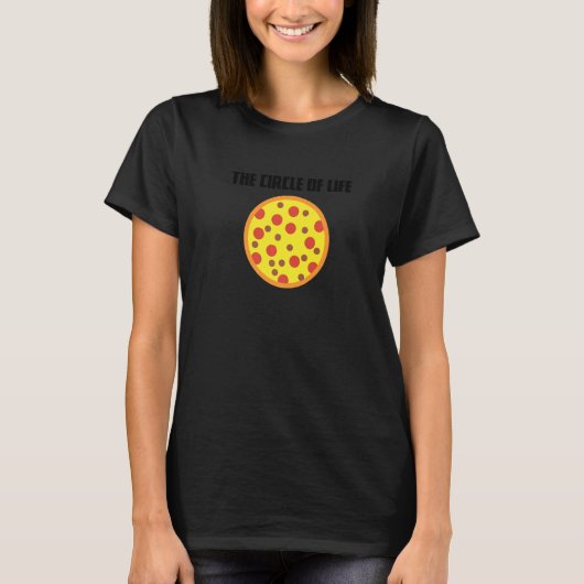 生おもしろい活ピザのピザスライス円ファーストフードI Tシャツ (正面)