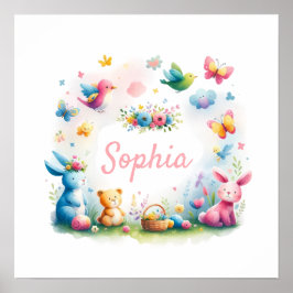 生お洒落き物と花模様 ポスター