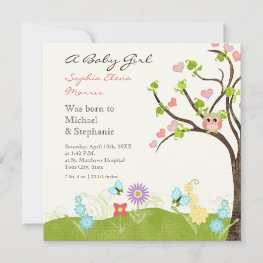 生お洒落命ハートの木の渦巻き旋回 案内状 (正面)