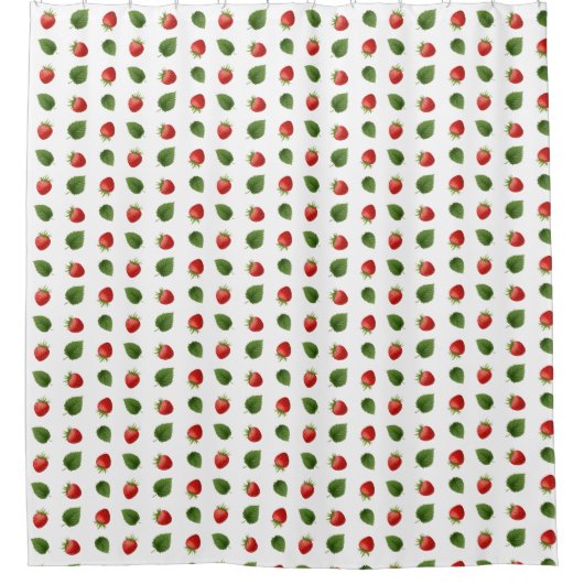 生かわいらし果夏のイチゴパターン(の模様が)ある シャワーカーテン (正面)