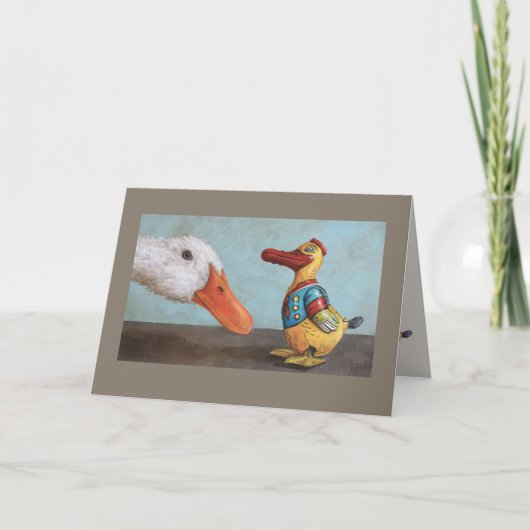 生きたアヒルとアンティークおもちゃアヒル・カード カード (正面)