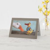 生きたアヒルとアンティークおもちゃアヒル・カード カード (黄色い花)