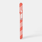 生きたサンゴと白い四ストライプつのパターン iPhone 16ケース (左側面)