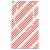 生きたサンゴと白い5つのストライプパターン スモールペーパーバッグ (正面)