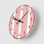 生きたサンゴと白い5つのストライプパターン ラウンド壁時計 (傾斜)