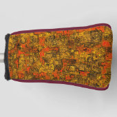 生きたサンゴの色合いを持つバーチャルな木の樹皮 ゴルフヘッドカバー (正面)