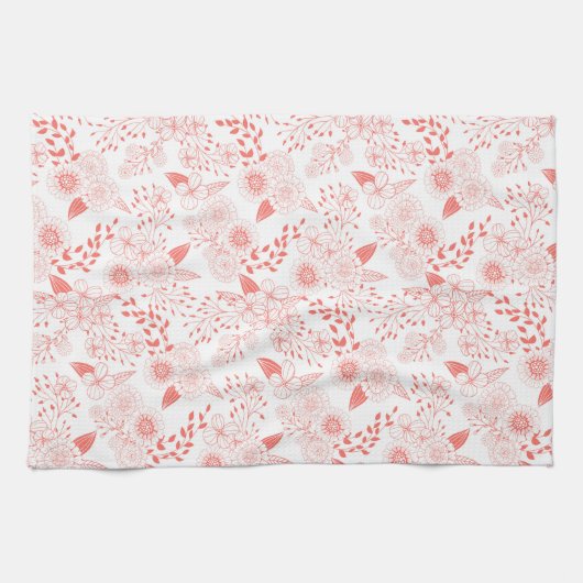 生きたサンゴの鳩の花 キッチンタオル (横)