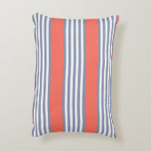 生きたサンゴストライプと青い灰色の5つのパターン アクセントクッション (裏面(縦))