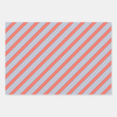 生きたサンゴストライプと青い灰色の5つのパターン ラッピングペーパーシート (正面2)