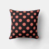生きたサンゴ水玉模様オンブラック クッション (裏面)