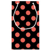 生きたサンゴ水玉模様オンブラック スモールペーパーバッグ (裏面)