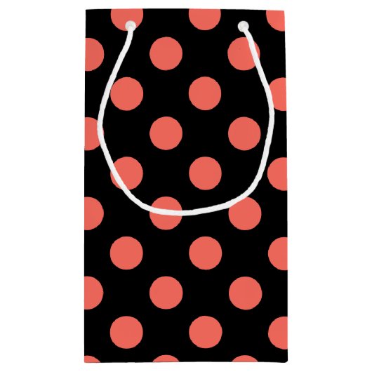 生きたサンゴ水玉模様オンブラック スモールペーパーバッグ (裏面)