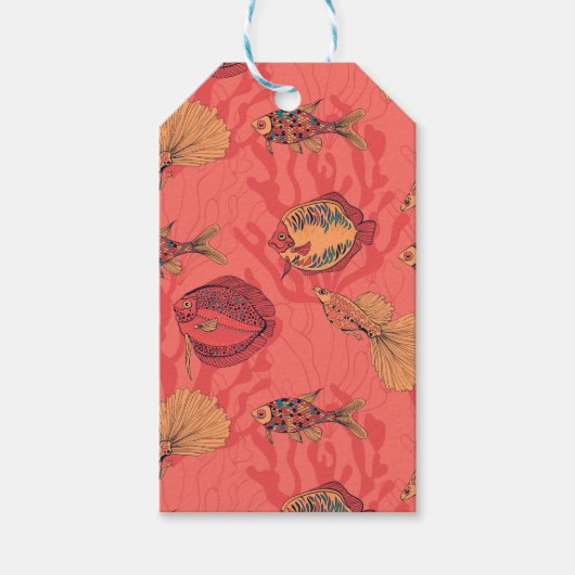 生きたサンゴ礁に生息する魚 ギフトタグ (正面)