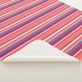 生きたサンゴ、赤と紫のストライプ シェルパブランケット (3/4)