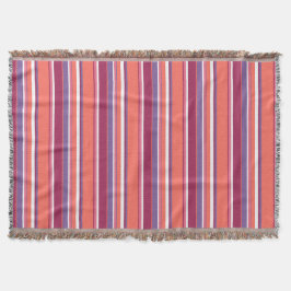 生きたサンゴ、赤と紫のストライプ スローブランケット