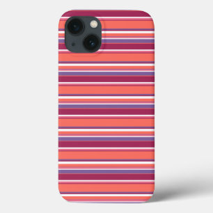 生きたサンゴ、赤と紫のストライプCase-Mate iPh iPhone 13ケース
