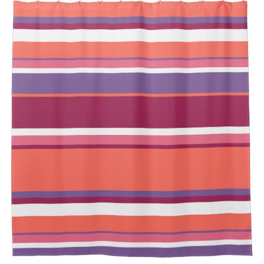 生きたサンゴ、赤と紫 シャワーカーテン (正面)