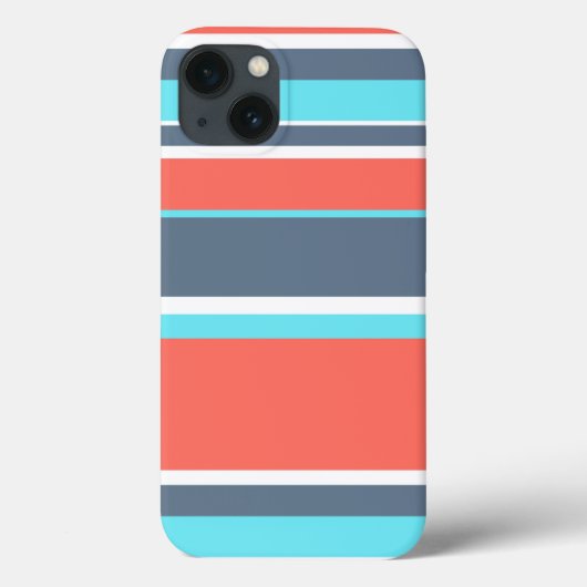 生きたサンゴ、青と灰色のストライプケースメイトiPho Case-Mate iPhoneケース (裏面)