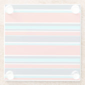 生きたサンゴ、青と灰色のストライプ ガラスコースター (裏面)