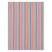 生きたサンゴ、青と灰色のストライプ テーブルクロス (正面)